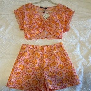 Zara crop top and matching short set
